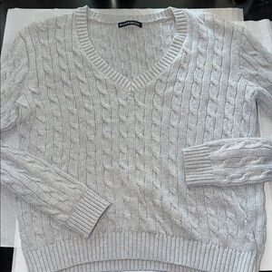 Brandy Melville Light Gray Cable Knit Sweater